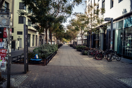 Tel Aviv, Israel, March 12, 2026 Daily life and urban environment on Chlenov Street in the southern district of Tel Aviv. The area is known for its diverse population and complex social landscape within the city's expanding urban fabric.のeditorial素材