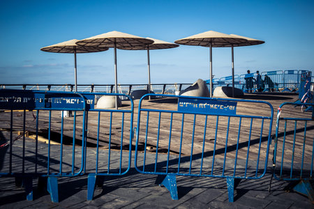 Tel Aviv, Israel, January 3, 2026 People engage in various leisure activities on the beach, the beach remains a vital sanctuary for physical activity and mental escape for the residents of Tel Aviv.のeditorial素材