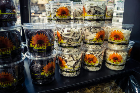 Tel Aviv, Israel, January 5, 2026 Daily life and morning bustle at the Carmel Market (Shuk HaCarmel), largest open-air marketplace. Local vendors and authentic street scenes in the heart of Tel Aviv.のeditorial素材