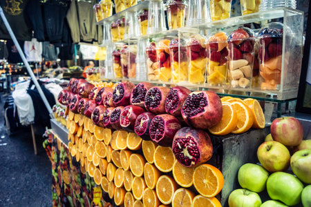 Tel Aviv, Israel, January 5, 2026 Daily life and morning bustle at the Carmel Market (Shuk HaCarmel), largest open-air marketplace. Local vendors and authentic street scenes in the heart of Tel Aviv.のeditorial素材