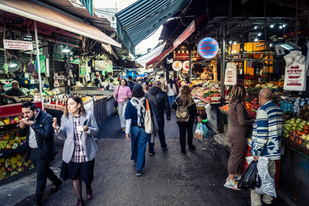 Tel Aviv, Israel, January 5, 2026 Daily life and morning bustle at the Carmel Market (Shuk...