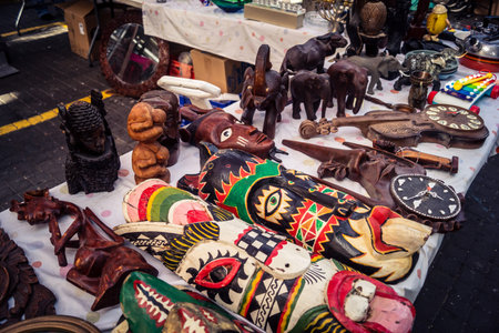 Tel Aviv, Israel, January 23, 2026 General view of the Shuk Hapishpishim flea market. Vendors display a variety of antiques, vintage goods, and local crafts, reflecting the multicultural of the city.のeditorial素材