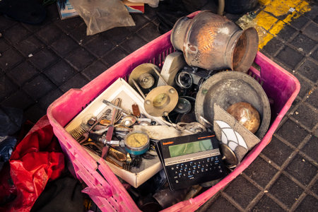 Tel Aviv, Israel, January 23, 2026 General view of the Shuk Hapishpishim flea market. Vendors...