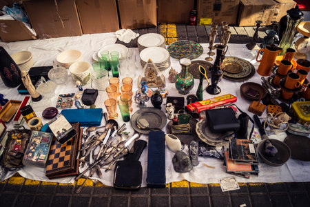Tel Aviv, Israel, January 23, 2026 General view of the Shuk Hapishpishim flea market. Vendors...