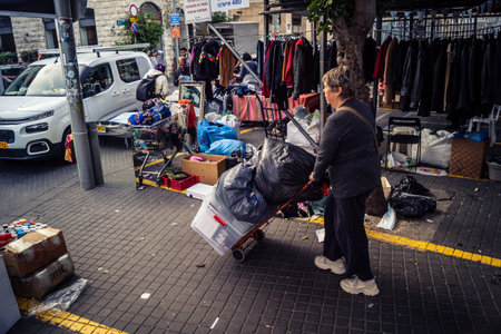 Tel Aviv, Israel, January 23, 2026 General view of the Shuk Hapishpishim flea market. Vendors...