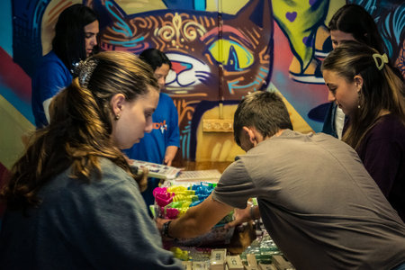Tel Aviv, Israel,Â  March 5, 2026 Groups of young Israeli volunteers assemble and pack...