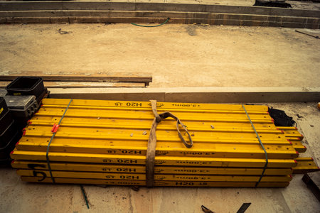 Tel Aviv, Israel, March 14, 2026 Construction equipment for the new tramway stands motionless during...