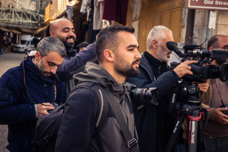Hebron, Palestinian Territory, February 5, 2026 Professional Palestinian journalists and local media...