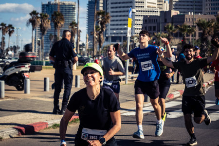 Tel Aviv, Israel, February 27, 2026 A participant makes direct eye contact and waves at the camera,...