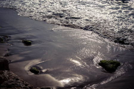 Tel Aviv, Israel, âMarch 16, 2026 A view of the Mediterranean Sea shoreline with waves breaking against the coastal rocks. The scene illustrates the natural beauty of the Tel Aviv coast, situated just steps away from urban infrastructure and public safeのeditorial素材