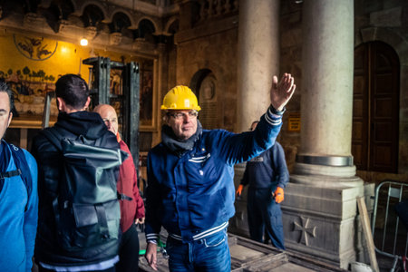 Jerusalem, Israel, 19 February 2026. Historic removal of the 3-ton Holy Sepulchre portal. First...