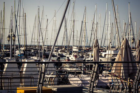 Tel Aviv, Israel, January 25, 2026 Marina with docks for sailboats located in the northern Tel Aviv...