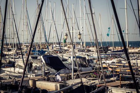 Tel Aviv, Israel, January 25, 2026 Marina with docks for sailboats located in the northern Tel Aviv...