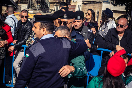 Bethlehem, West Bank, December 24, 2025 Security forces maintain a heavy presence to ensure safety...