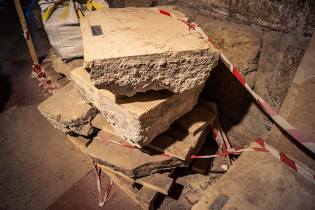 â€‹Jerusalem, Israel - February 21, 2026: Extensive restoration and structural works inside the...