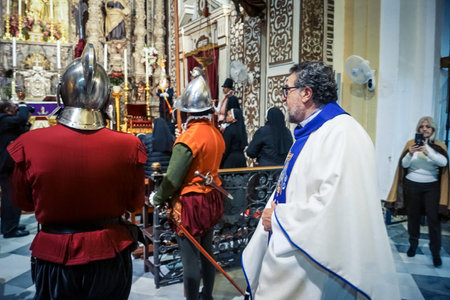 Seville, Spain, December 7, 2025 People in 16th century military uniforms of the The Spanish...