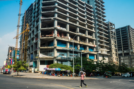 Sihanoukville, Cambodia, February 3, 2025 Cityscape and streets of Sihanoukville, a coastal city in...