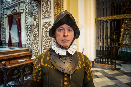 Seville, Spain, December 7, 2025 People in 16th century military uniforms of the The Spanish...