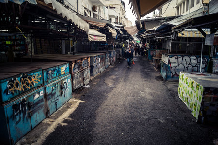 Tel Aviv, Israel, March 15, 2026 General view of the vibrant Carmel market showing the colorful...