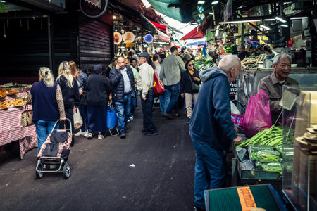 Tel Aviv, Israel - February 25, 2026 Daily life and morning bustle at the Carmel Market (Shuk...