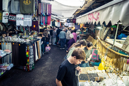 Tel Aviv, Israel, January 5, 2026 Daily life and morning bustle at the Carmel Market (Shuk...