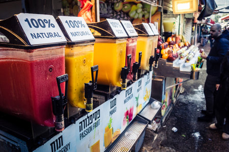 Tel Aviv, Israel, January 5, 2026 Daily life and morning bustle at the Carmel Market (Shuk HaCarmel), largest open-air marketplace. Local vendors and authentic street scenes in the heart of Tel Aviv.のeditorial素材
