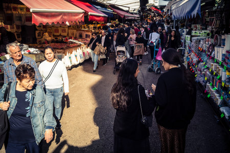 Tel Aviv, Israel, January 5, 2026 Daily life and morning bustle at the Carmel Market (Shuk...