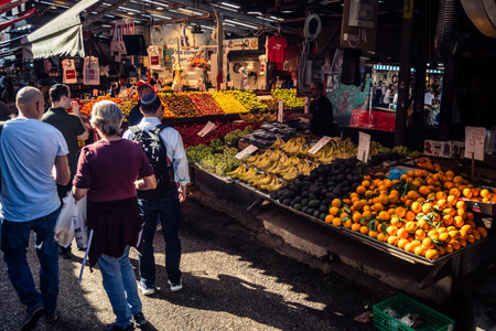 Tel Aviv, Israel, January 5, 2026 Daily life and morning bustle at the Carmel Market (Shuk...