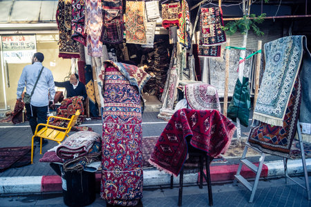 Tel Aviv, Israel, January 11, 2026 General view of the Shuk Hapishpishim flea market. Vendors display a variety of antiques, vintage goods, and local crafts, reflecting the multicultural of the city.のeditorial素材