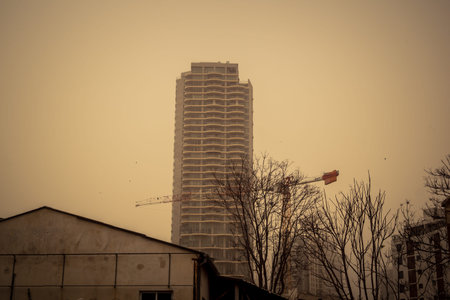 Tel Aviv, Israel, March 14, 2026 A thick layer of desert sand and dust blankets the streets during a...