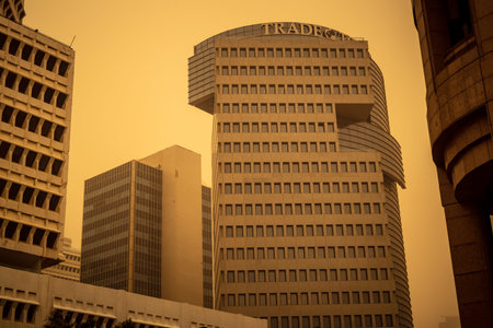 Tel Aviv, Israel, March 14, 2026 A thick layer of desert sand and dust blankets the streets during a...
