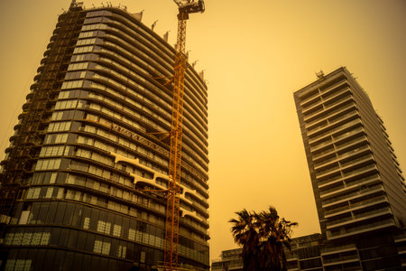 Tel Aviv, Israel, March 14, 2026 A thick layer of desert sand and dust blankets the streets during a...