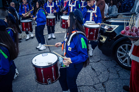 Bethlehem, West Bank, December 24, 2025 Palestinian scout marching band performs during the...