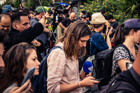 Tel Aviv, Ramat Gan, Israel, March 18, 2026 BFMTV journalists present at the scene at the exact...