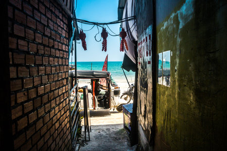 Koh Rong, Cambodia, February 9, 2025 Streets of Koh Touch, the main tourist area on Koh Rong. The...