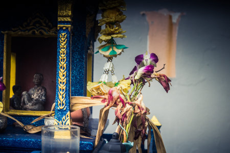 Koh Chang, Thailand, February 21, 2025 Mini Buddhist temple on the streets of Koh Chang. The temple...