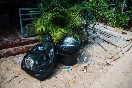 Koh Rong, Cambodia, January 24, 2025 Streets of Koh Touch, the main tourist area on Koh Rong. The beach is full of bars, restaurants, nightclubs, guest houses, bungalows and bustling music festivals.のeditorial素材
