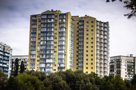 Kharkiv, Ukraine, September 5, 2025 Damaged building in Saltivka, a northern district of Kharkiv....