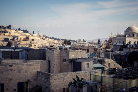 Jerusalem, Israel, December 15, 2025 Cityscape of the city of Jerusalem showcasing its unique blend of ancient history and modern development.のeditorial素材