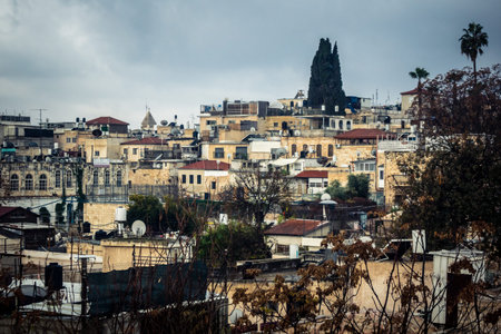 Jerusalem, Israel, December 15, 2025 Cityscape of the city of Jerusalem showcasing its unique blend of ancient history and modern development.のeditorial素材