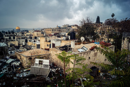 Jerusalem, Israel, December 15, 2025 Cityscape of the city of Jerusalem showcasing its unique blend...