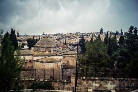 Jerusalem, Israel, December 15, 2025 Cityscape of the city of Jerusalem showcasing its unique blend...
