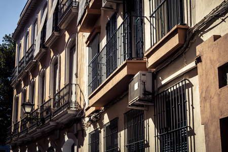 Seville, Spain, September 21, 2025 Architecture and facade of the buildings in the historic district...