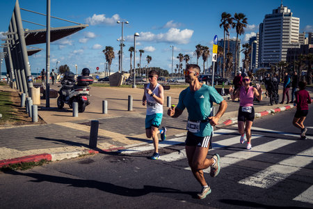 Tel Aviv, Israel, February 27, 2026 Thousands of athletes and marathon runners competing in the...