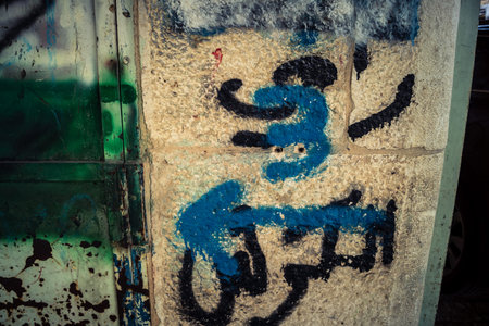 Hebron, West Bank, Palestine, March 28, 2026 Palestinian political graffiti, including Free...