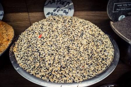 Jerusalem, Israel - February 17, 2026 Exploration of traditional spices at Mahane Yehuda Market,...