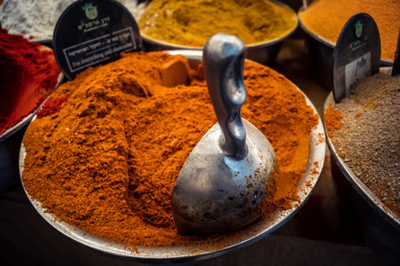 Jerusalem, Israel - February 17, 2026 Exploration of traditional spices at Mahane Yehuda Market,...