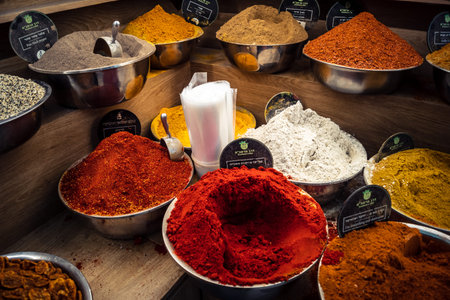 Jerusalem, Israel - February 17, 2026 Exploration of traditional spices at Mahane Yehuda Market,...