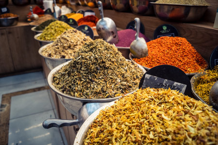 Jerusalem, Israel - February 17, 2026 Exploration of traditional spices at Mahane Yehuda Market,...
