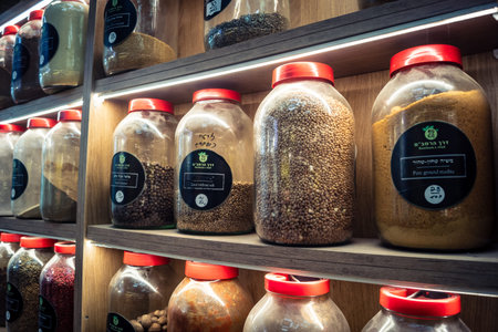Jerusalem, Israel - February 17, 2026 Exploration of traditional spices at Mahane Yehuda Market,...